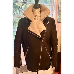Men’s SZ M, Acne Studios Black and Cream Faux Shearling Jacket